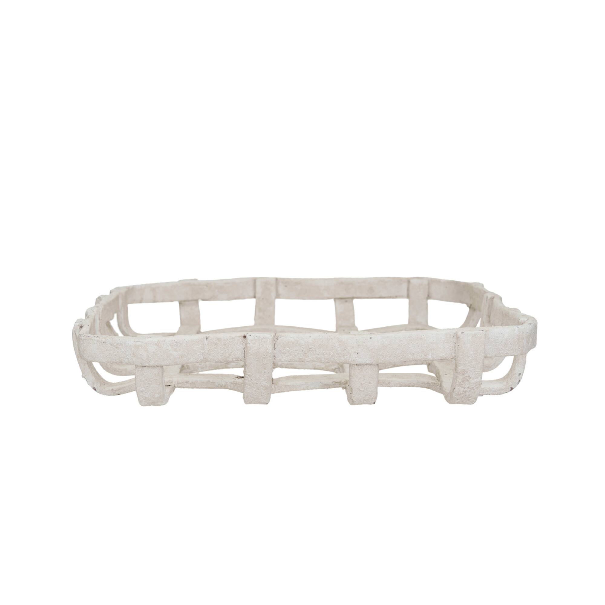 Hello Honey® 15.25" White Distressed Finish Woven Basket